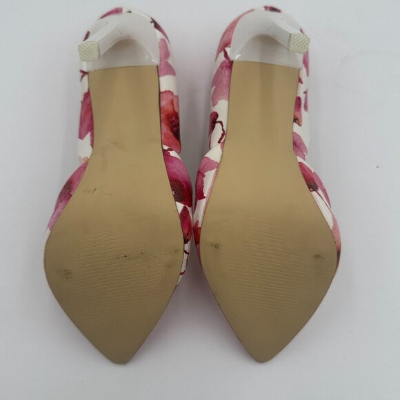 JustFab Monika Floral Stiletto Heels Size 6 Pink Watercolor Pointed Toe Pumps - Picture 6 of 8